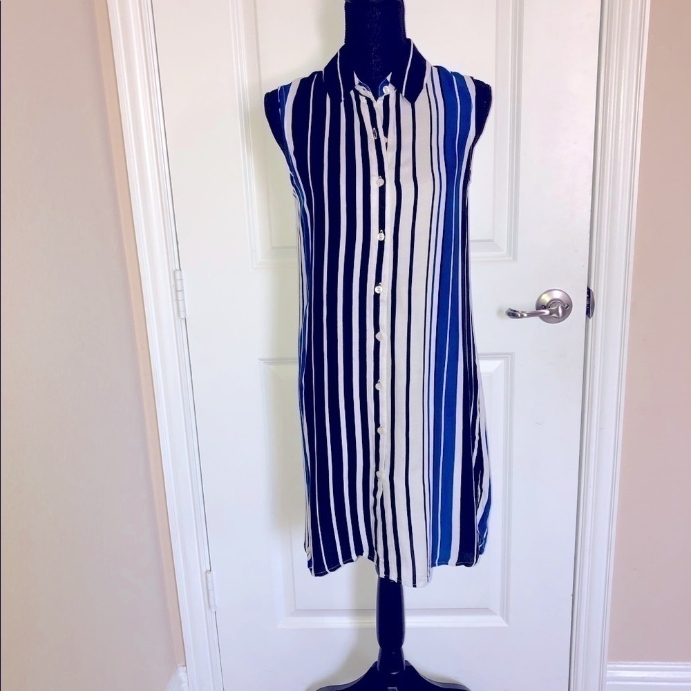 WAYF Striped Sleeveless Button Down Shirt Dress Size XS